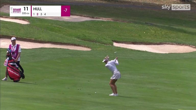 Charley Hull nails the eagle from distance at the 11th hole at the Evian Championship.