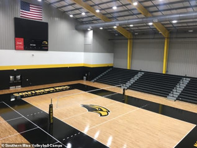 He has been accused of faking a $5million donation for the University of Southern Mississippi volleyball facility (pictured). He asked the money to be paid from the Mississippi Community Education Center, which was caught for misusing welfare funds in April