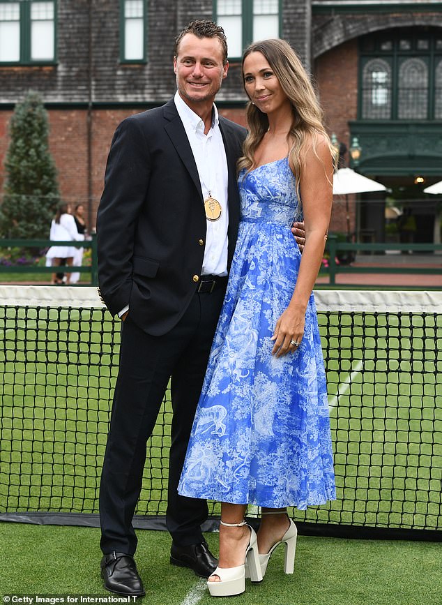 The ceremony coincided with the former Home and Away star's 39th birthday this past weekend, according to New Idea magazine. (The Hewitts are pictured at the International Tennis Hall of Fame in Newport, Rhode Island, on July 16)