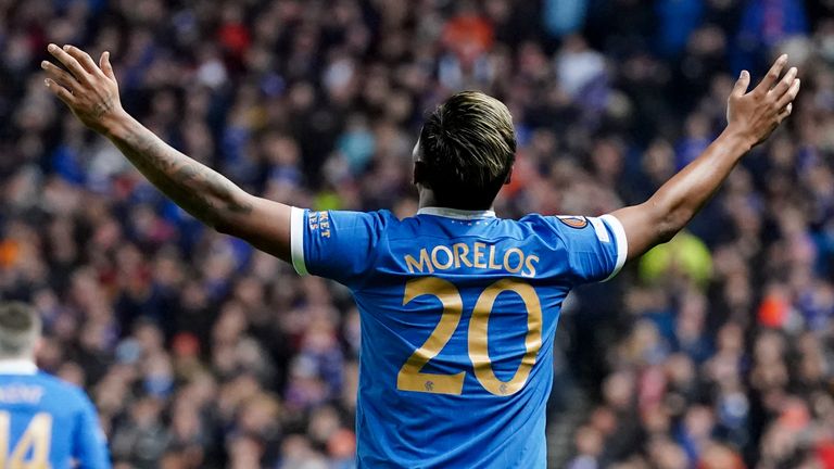 Rangers Alfredo Morelos celebrates scoring their sides second goal