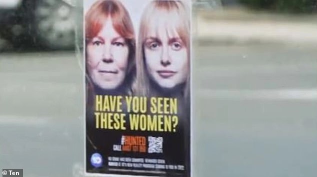 After finding their wanted posters (pictured) plastered all over town, the pair boarded a bus from Wonthaggi to Phillip Island then waited for a ferry to get them out of the area