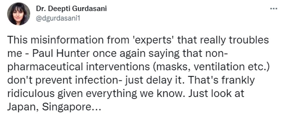 Professor Hunter has faced relentless trolling and offensive slurs from lockdown zealots, who are still publicly lobbying for the return of the extortionate free lateral flow scheme, outdoor mixing and face coverings