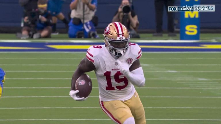 Deebo Samuel darts his way to a stunning 44-yard touchdown against the Rams. 