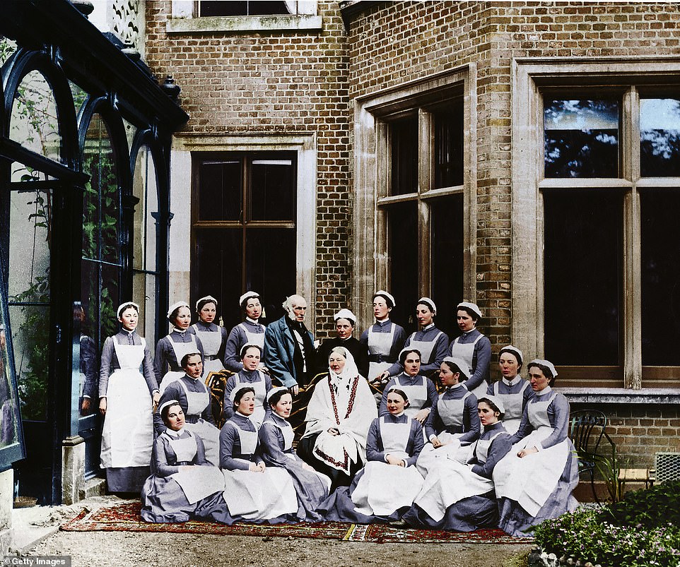 Florence Nightingale continues to be known across the world for the transformative impact she had on healthcare through her reforms of British military nursing and hospitals in the Crimean War. The photograph below shows her with other nurses at her sister's home Claydon House, in Buckinghamshire, in 1861