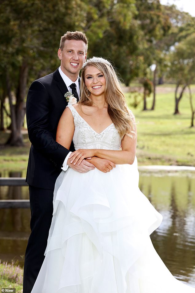 Liam was 'married' to Georgia Fairweather (right) on MAFS in 2021. His bisexuality caused problems in their relationship as she feared he wouldn't be able to fully commit to one woman