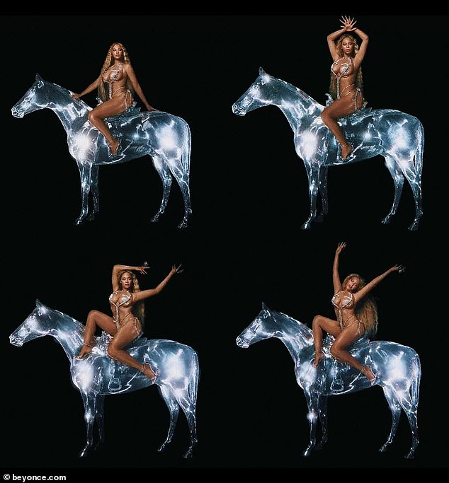 Beyonce drips in jewels and rides a holographic horse on album cover