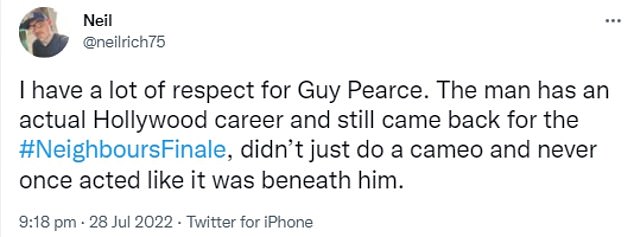 Several viewers took to social media to honour Pearce's role, which was more than just a brief cameo