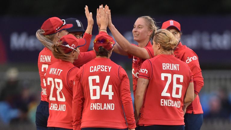 Freya Kemp, 17, struck twice for England in her first T20 international appearance