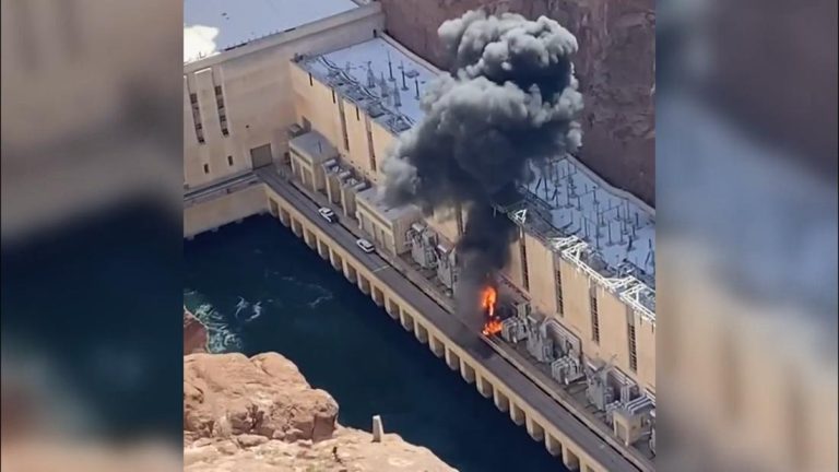 See flames erupt at the Hoover Dam after a transformer exploded