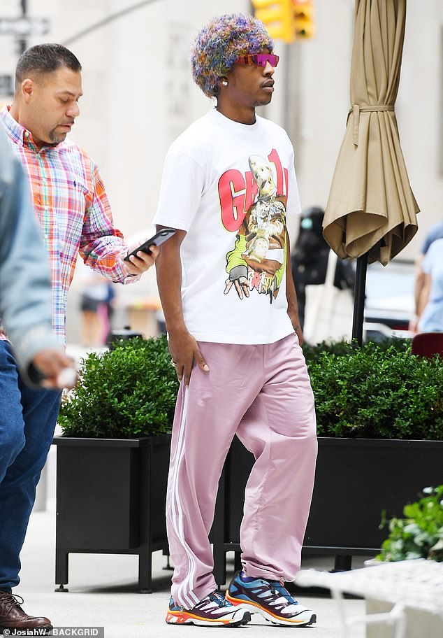 A$AP Rocky puts on a head-turning display as he steps out wearing colorful beanie