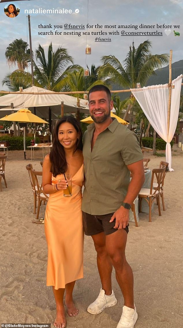 Bachelor Nation’s Blake Moynes enjoys breakfast with Love Is Blind’s Natalie Lee in the Caribbean