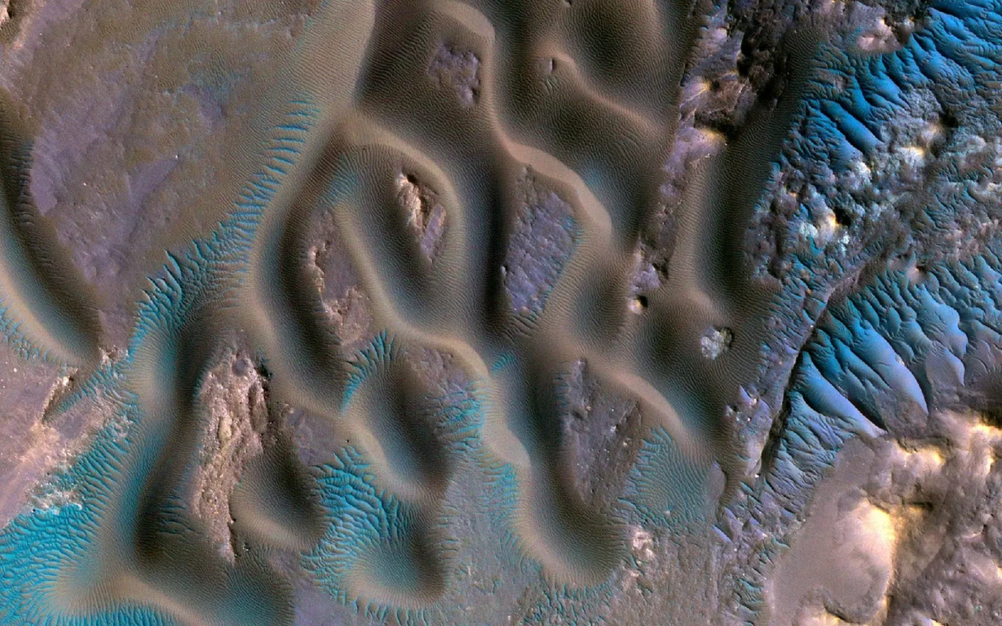 Transverse Aeolian Ridges Blue Ripples Mars