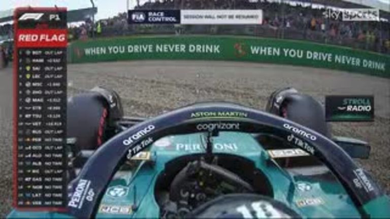 Lance Stroll spun his Aston Martin off the track, bringing out the red flag as the opening practice session at Silverstone came to an end.