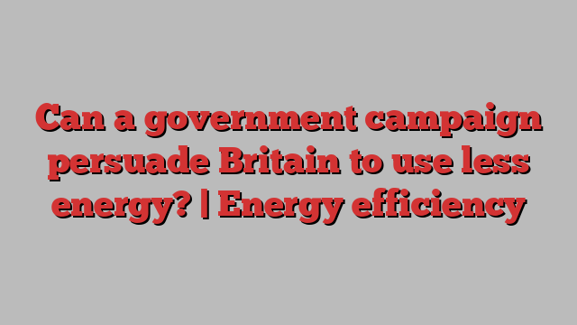 Can a government campaign persuade Britain to use less energy? | Energy efficiency