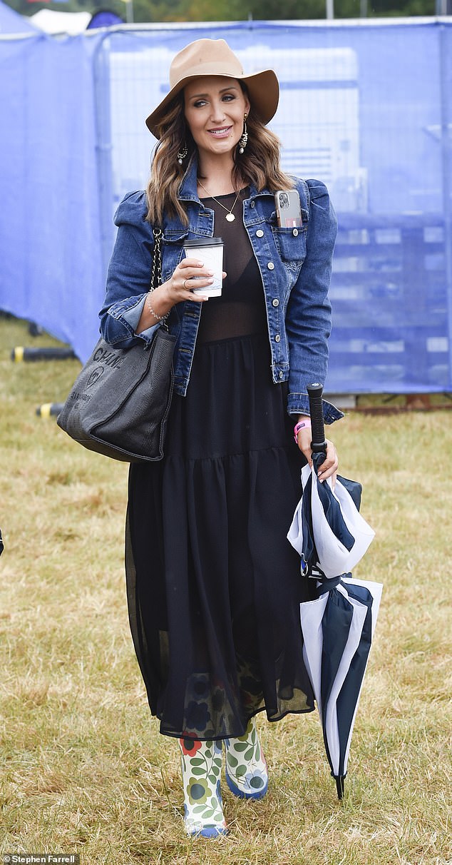 Catherine Tyldesley nails boho chic in a semi-sheer dress during a family day out to CarFest North.