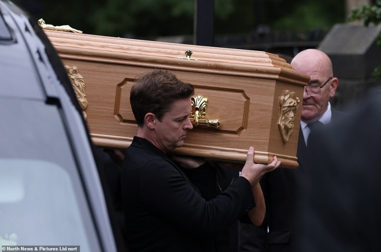 Dec says farewell: TV presenter carries brother Dermott’s coffin