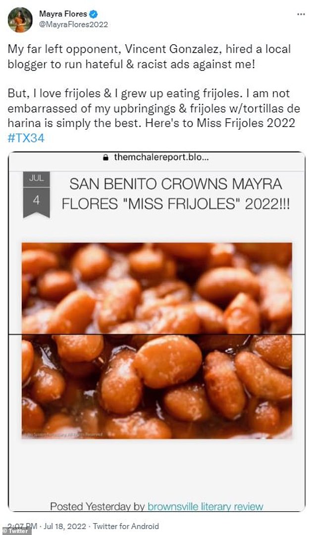 Dem campaign PAID blogger who referred to rival -first Mexican-born congresswoman- as Miss Frijoles