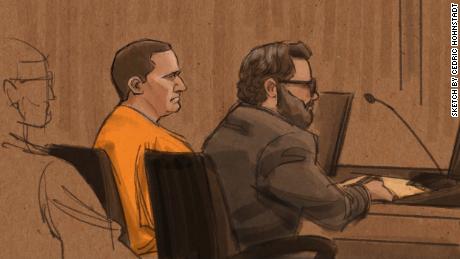 A sketch from Derek Chauvin&#39;s sentencing in federal court on Thursday, July 7, 2022. 