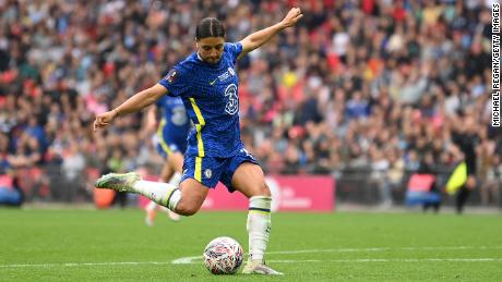 Kerr scoring Chelsea&#39;s third goal in the Women&#39;s FA Cup final against Manchester City on May 15.