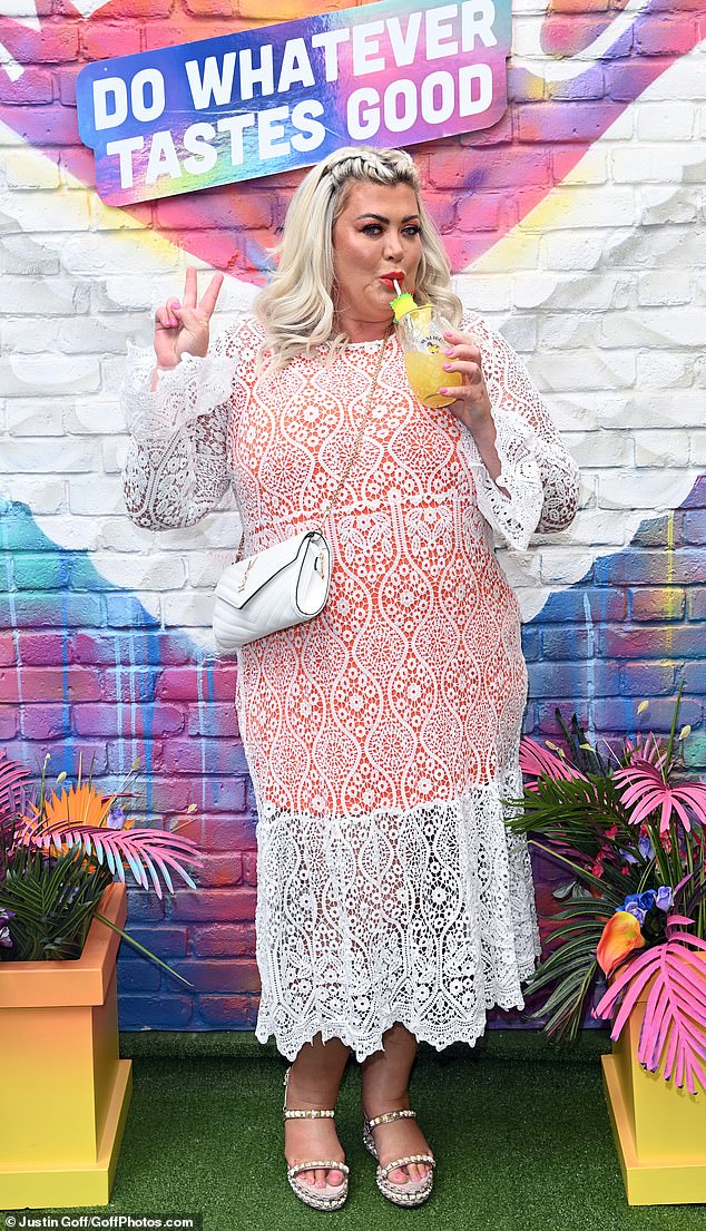 Gemma Collins wows in a white lace dress as she leads the stars at Malibu event