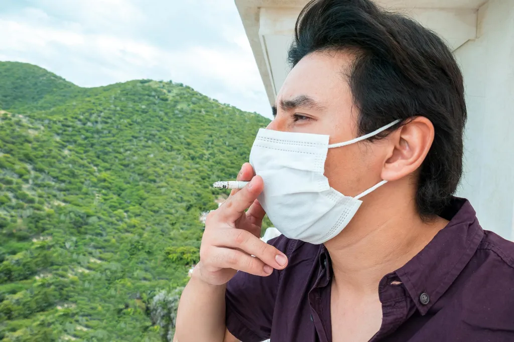 Smoking Cigarette COVID Mask