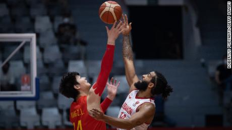 Tip-off during the FIBA Asia Cup quarterfinal between Lebanon and China.