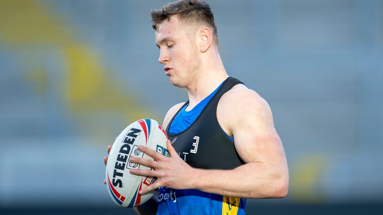 Leeds' Harry Newman wearing one of the GPS tracking vests which record live data