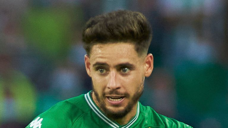 Alex Moreno of Real Betis in action during the Spanish league, La Liga Santander, football match played between Real Betis and RCD Espanyol at Benito Villamarin stadium on September 19, 2021, in Sevilla, Spain. Joaquin Corchero / AFP7 / Europa 09/19/2021 (Europa Press via AP)