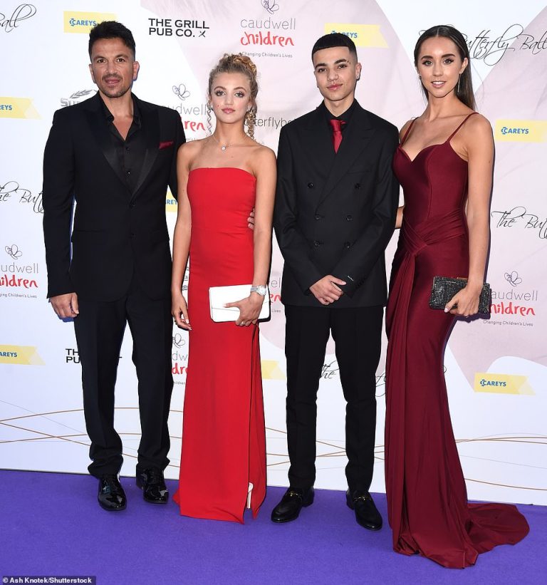 Peter Andre is joined by wife Emily and children Junior and Princess for Caudwell Children’s Ball