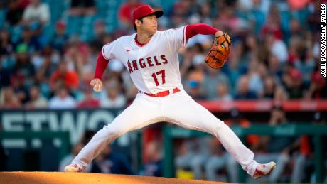 Ohtani pitching against the Astros.