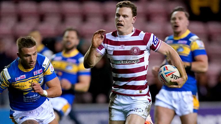 Jai Field runs the length of the pitch to score for Wigan against Leeds