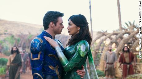 Richard Madden and Gemma Chan in &#39;Eternals,&#39; a rare box-office and critical disappointment for Marvel Studios.