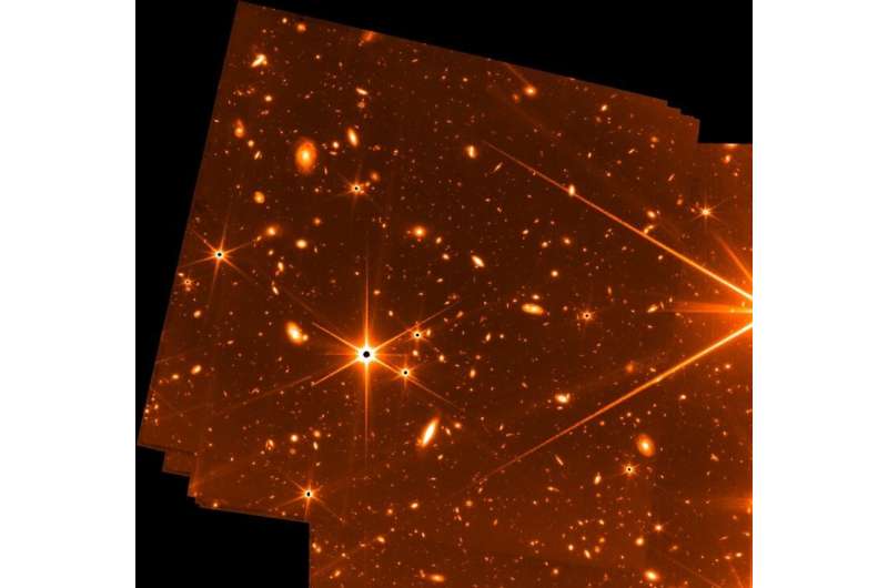 This handout image released on July 6, 2022 by NASA, CSA and FGS shows a Fine Guidance Sensor test image which was acquired in p