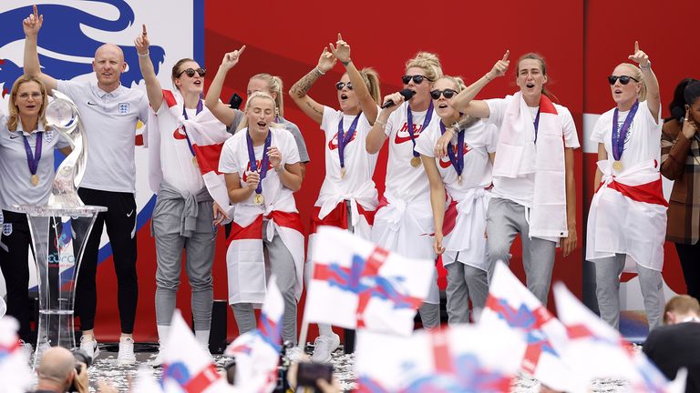 It was a day of celebrations and reflections as the Lionesses were greeted by thousands of fans at Trafalgar Square following their Euro 2022 success