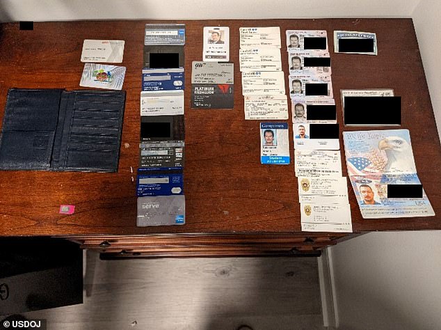 Images from the raid of a unit on the 7th floor where Arian Taherzadeh was residing allegedly for free showed agents recovered 'three current copies of Taherzadeh's Washington D.C. driver's license, passport, United States Special Police ¿ Special Investigations Unit business cards, a USSP police badge, and several identification and credit cards'