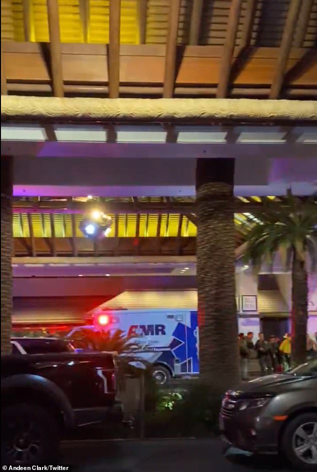 An ambulance could be seen pulling into the driveway of the hotel to deal with casualties