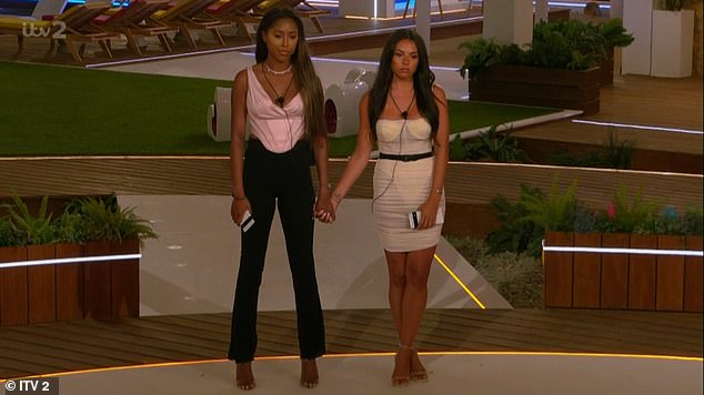 Bye: Afia became the first Islander to be dumped from Love Island, after Jacques O'Neill chose to couple up with Paige Thorne (right)