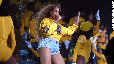 Beyoncé performs during the 2018 Coachella Valley Music and Arts Festival. 