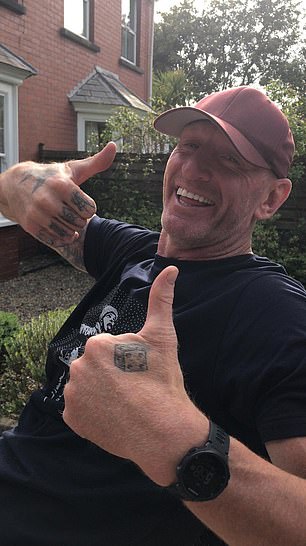 The former rugby player posted also posted this picture of himself giving a big 'thumbs up' on his 45th birthday in July, with the caption: 'I try to do the right thing but more importantly I know I will sometimes fail, cry, and be sad, and strangely it’s knowing that, that makes me happy.'