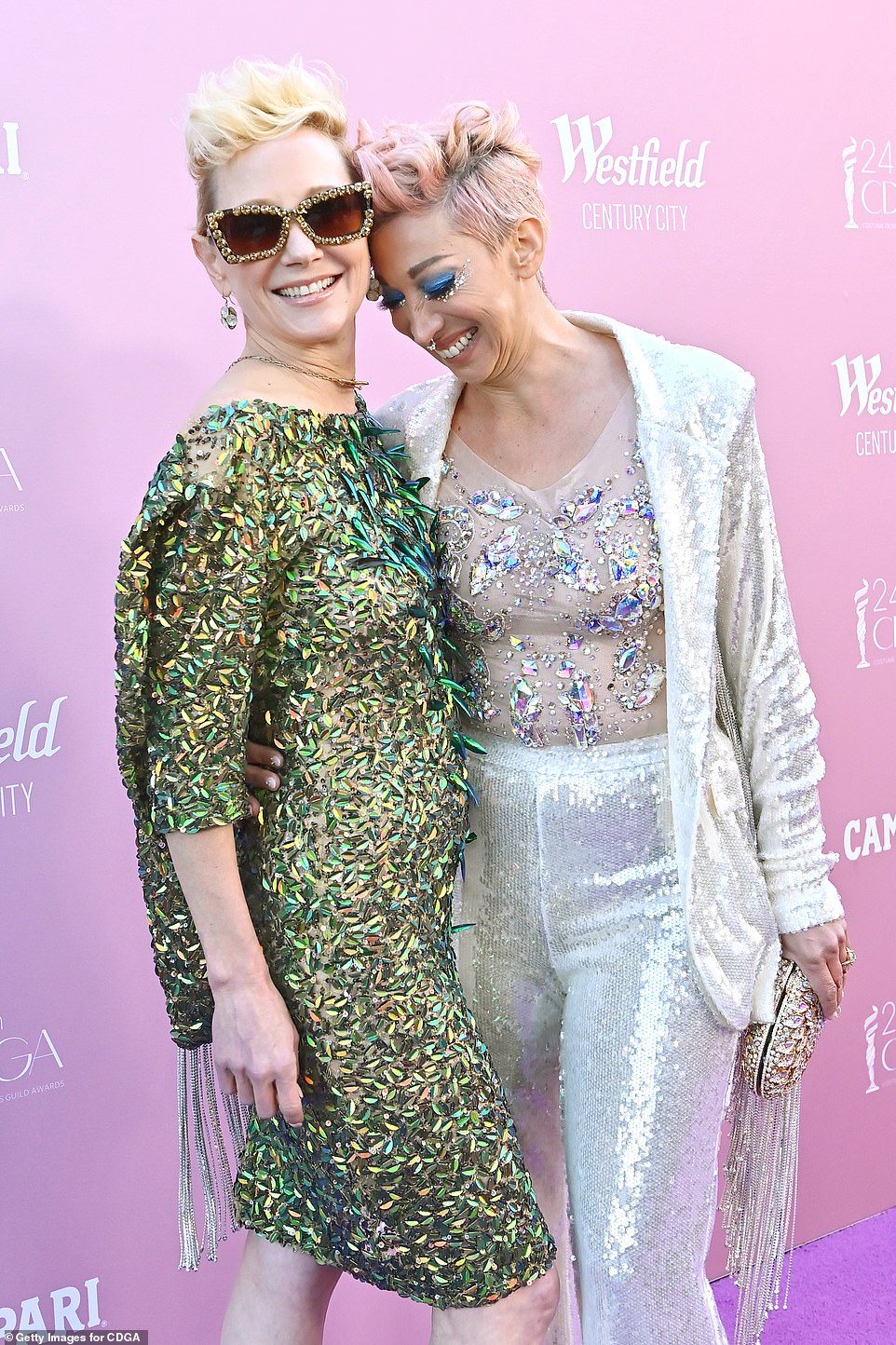 Anne Heche and Ami Goodheart are pictured attending the 24th Costume Designers Guild Awards at The Eli and Edythe Broad Stage in March 2022 in Santa Monica, California