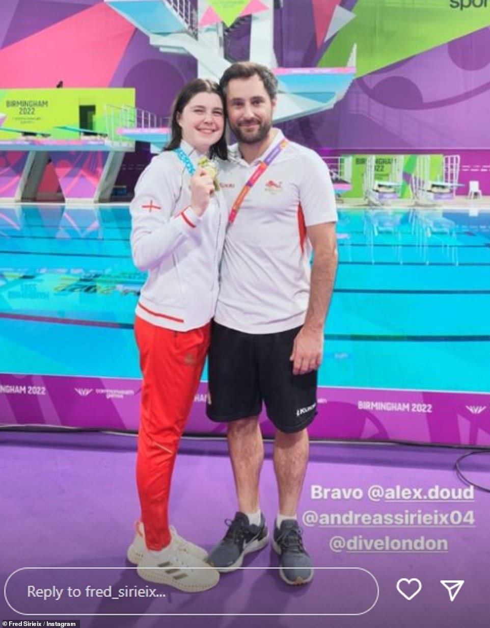 Celebrating: Fred also re-shared a number of congratulatory messages for Andrea on his Instagram, as well as a snap of her wearing her gold medal as she posed with her coach