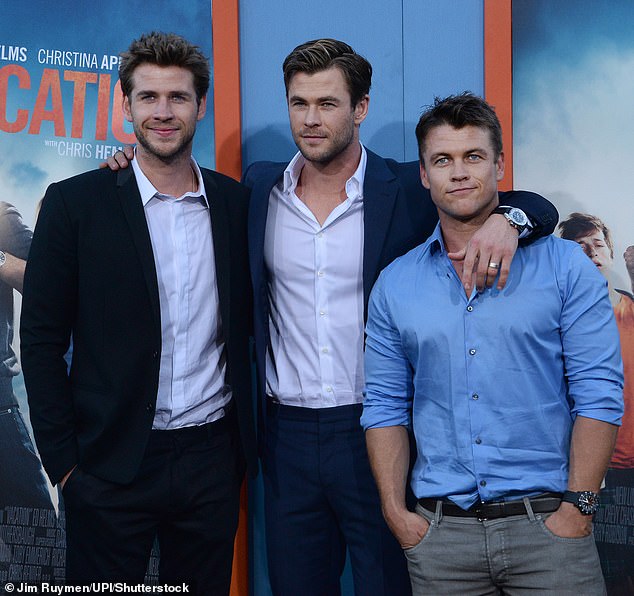 Last month Chris Hemsworth revealed that he wants Liam to appear in a Thor film as an alternative version of the iconic Marvel character. Pictured: Liam, Chris and Luke Hemsworth