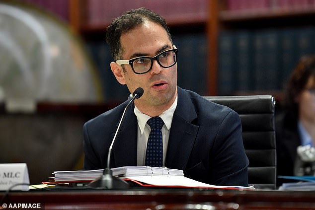 Shadow Treasurer Daniel Mookhey MLC (pictured) asks questions during the inquiry into the appointment of John Barilaro as Senior Trade and Investment Commissioner to the Americas at NSW Parliament House in Sydney