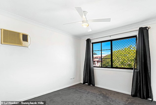 Pictured: An upstairs bedroom at the house where the man and woman where killed