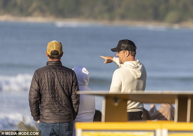 Matt was spotted chatting to a friend as he relaxed at a local park and admired the views