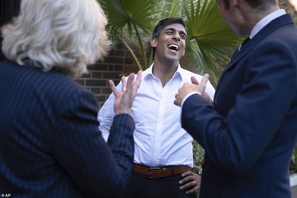 It comes as Mr Sunak, pictured here in a visit to St John's Wood Synagogue yesterday, continues his quest to become the next Prime Minister