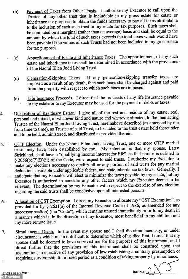 The will, obtained by DailyMail.com, makes no mention of leaving her share of the duo's song catalogue to the daughter who sang with her, meaning that whatever portion she owned will go to her widower