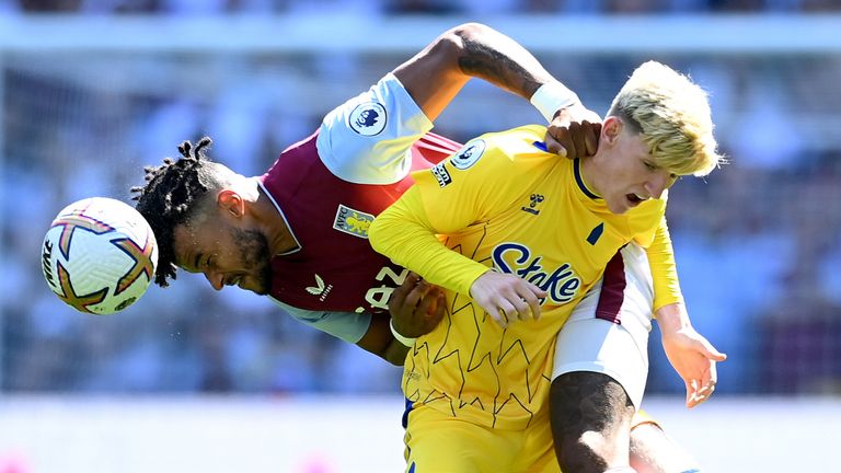 Tyrone Mings tangles with Anthony Gordon