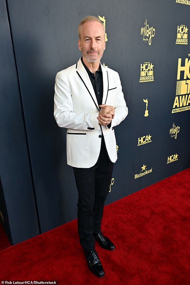 Talented: Bob Odenkirk, who has starred in Breaking Bad and Better Call Saul, wore a black and white tuxedo