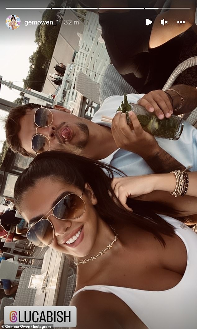 Loved-up: Gemma and Luca Bish looked happier than ever during their first holiday together since leaving the villa